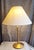 Vintage Table Lamp with Brass Base and Cream-White Fabric Shade, 1980s For Sale - Image 3 of 9