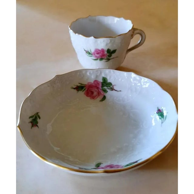 White Meissen Porcelain Pink Roses Coffee Service, 25 Pieces For Sale - Image 8 of 12