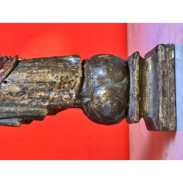 Gold Our Lady of the Rosary with Child in Polychrome Wood For Sale - Image 8 of 14