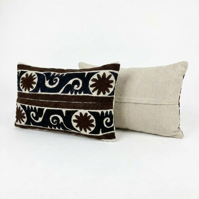 This beautiful 16'' x 24'' & 15'' x 24'' hand-embroidered Suzani pillow cover set was made from authentic Uzbek cotton...