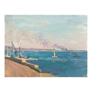 Antique Seascape Oil Painting by Ukrainian Artist Sokolovsky (1970s) 25-34 For Sale