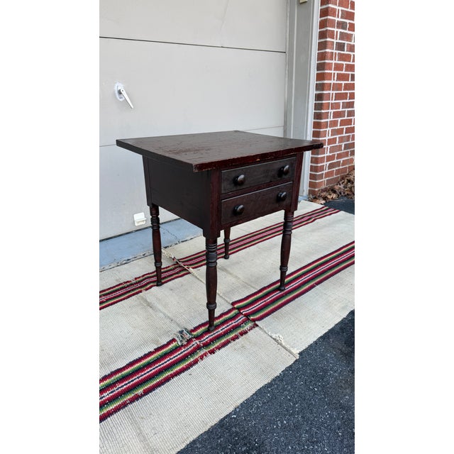 American A Fine Antique Pennsylvania Country Sheraton 2 Drawer Side Table, Circa 1820's For Sale - Image 3 of 12