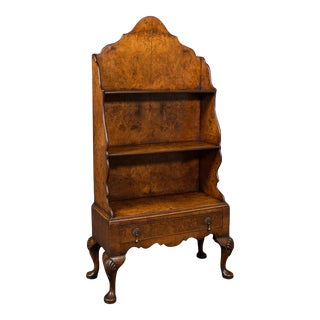 1910s Antique Edwardian Walnut Waterfall Bookcase For Sale