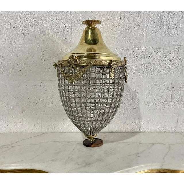 Metal Vintage 1960s French Fully Rewired Usa Chandelier Flush Mount For Sale - Image 7 of 11
