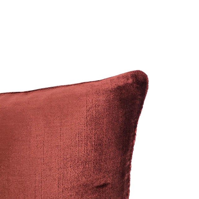 Contemporary Solid Burgundy Red Velvet Lumbar Pillow Cover For Sale - Image 4 of 6