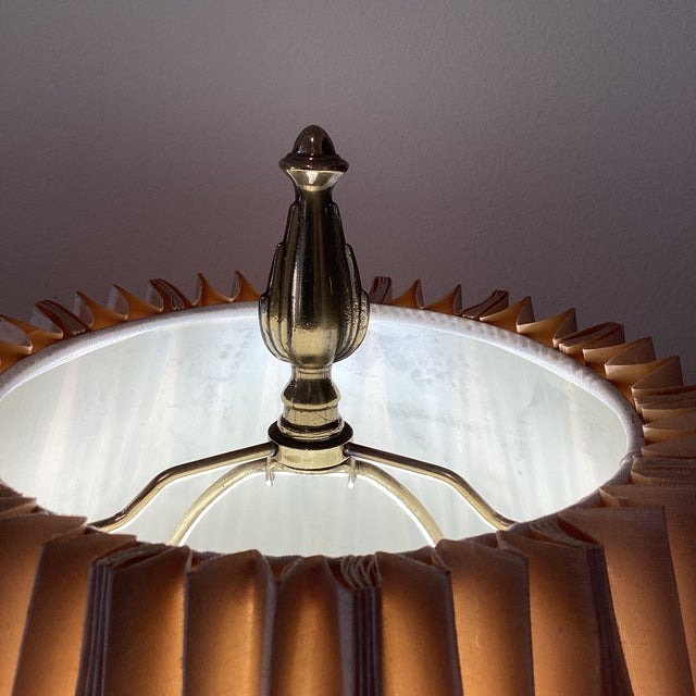 Metal Vintage Original Rembrandt Masterpiece Brass & Metal Table Lamp, Pleated Shade For Sale - Image 7 of 12