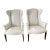 Pair of White Leather Wingbacks by Hickory Chair For Sale