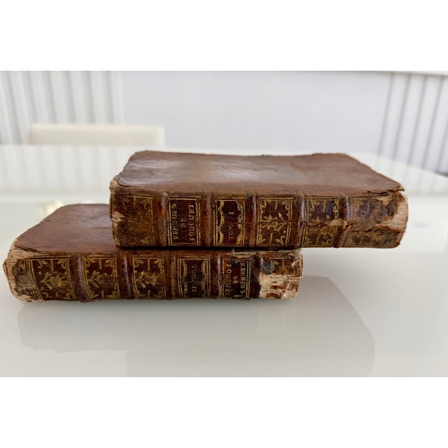 French Provincial Antique 18th-Century French Apothecary Books, Paris 1739 – Original Leather (Set of 2) For Sale - Image 3 of 13