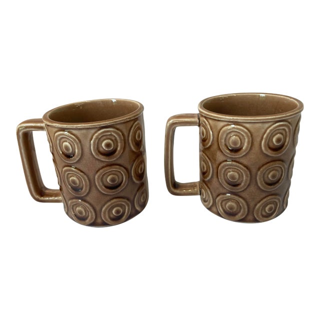 Mid Century Ceramic Coffee Mugs - a Pair For Sale
