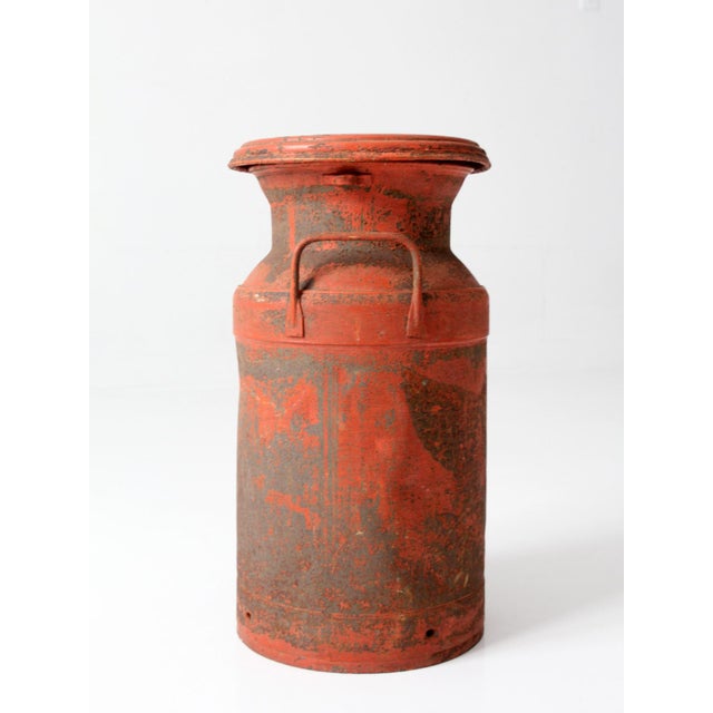 Vintage Farmhouse Red Milk Can For Sale - Image 11 of 17