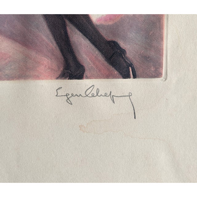 Illustration Eugène Lelièvre Pencil-Signed French Color Print Parisian Cabaret Dancers 1945 For Sale - Image 3 of 6