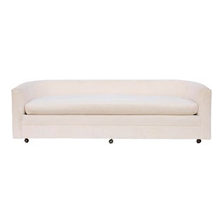 Custom Sofa on Casters in Cream Boucle #2- Two Available For Sale
