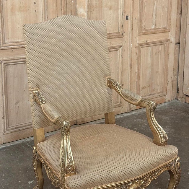 Wood 19th Century French Regence Giltwood Armchairs ~ Fauteuils For Sale - Image 7 of 18