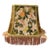 Custom Primavera Botanical Fabric Lampshade With Olive Velvet, Gold Trim & Blush Fringe For Sale