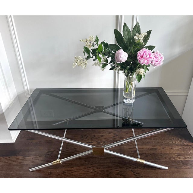 Metal Rare X-leg Coffee Table V-41 by John Vesey For Sale - Image 7 of 11