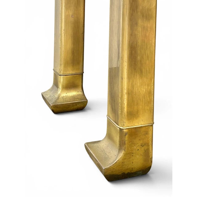 Brass MCM Mastercraft Attributed Brass & Glass Console Table For Sale - Image 8 of 11