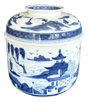 Mottahedeh Blue Canton Porcelain Temple Jar - Historic Charleston Foundation