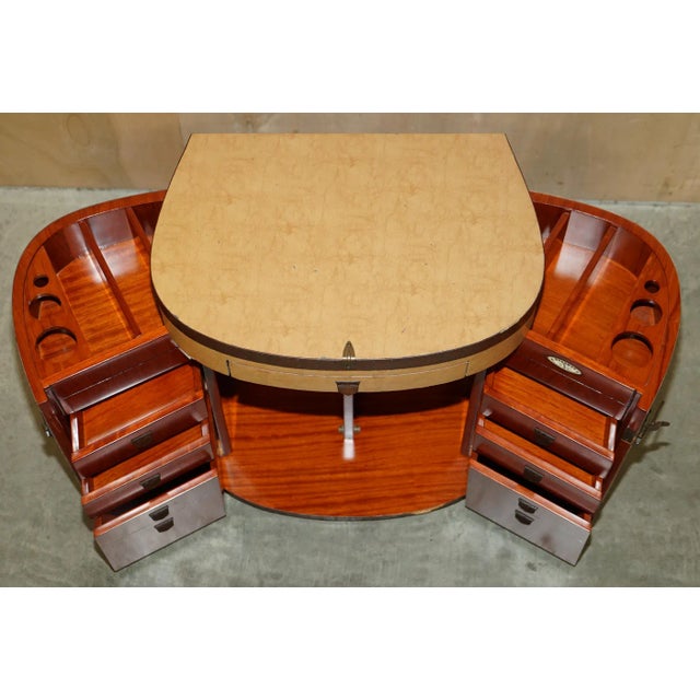 Wood Starbay Marie Galante Makeup Travel Luggage Dressing Table & Brown Leather Chair For Sale - Image 7 of 18