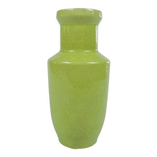 Vintage Chinese Chartreuse Crackle Glaze Vase For Sale