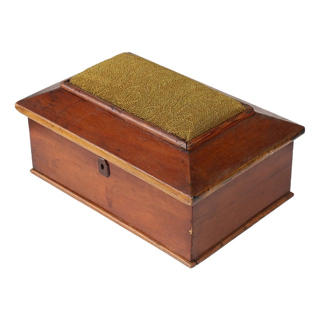 Art Deco French Sewing Box with Yellow Top, 1900s For Sale