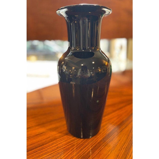 Murano Black Glass Vase by Barovier, 1960 For Sale - Image 3 of 9