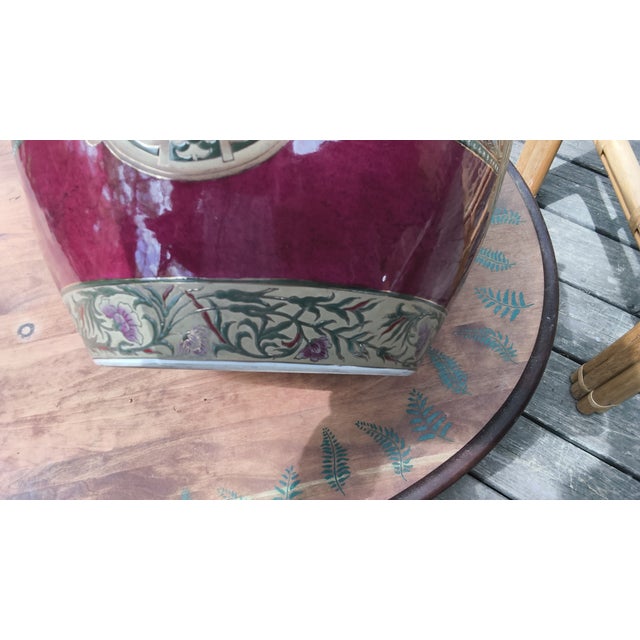 Red Large, Vintage Red and Gold Chinese Porcelain Fish Pot For Sale - Image 8 of 9