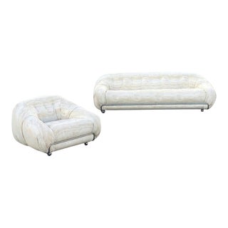 Mid-Century Tobias Scarpa Style Sofa and Chair - A Pair For Sale