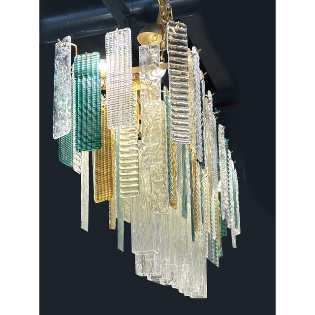Murano Monumental Italian Rectangular Strip “Listelli” Murano Glass Chandelier by Simoeng For Sale - Image 4 of 14