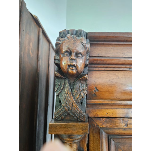 17th C Dutch Two Tier Cabinet W Multiple Angel Heads For Sale - Image 10 of 12