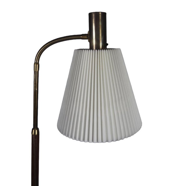 Vintage Swedish Leather and Brass Floor Lamp from Falkenbergs Belysning, 1960s For Sale - Image 15 of 18
