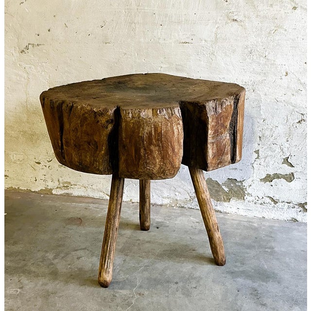 19th Century French Provincial Elm Chopping Block Table, France For Sale - Image 5 of 13