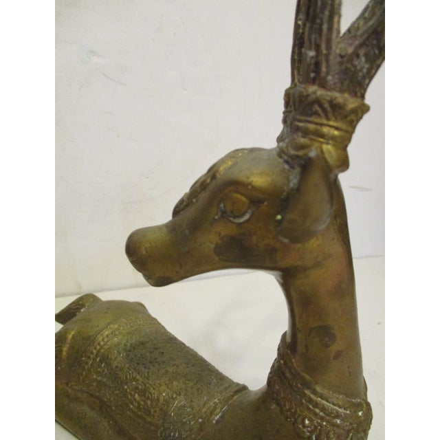 Vintage Sarreid Brass Deer Figurine Reclining With Brass Details For Sale - Image 9 of 12