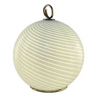 White Filigrana Glass Table Lamp from Venini, Italy, 1960s For Sale