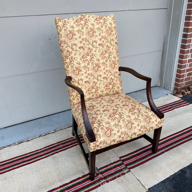 A Vintage Mahogany Hepplewhite Style Lolling Chair, Circa 1970’s For Sale - Image 10 of 12