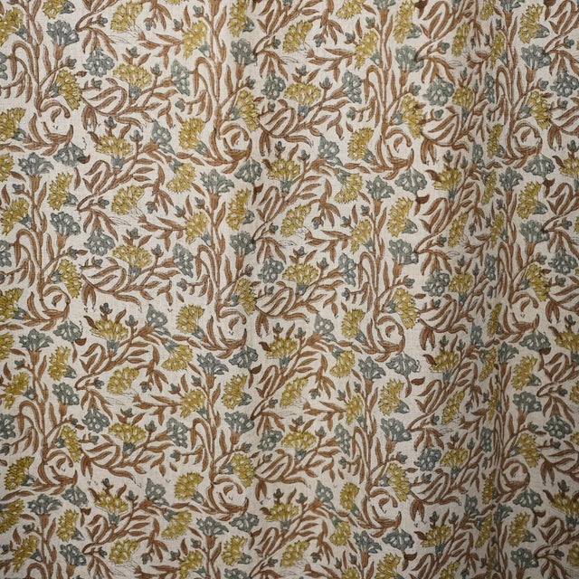 Handcrafted Colored Linen Curtains Rustic Boho Drapes for Living Room & Bedroom Windows Thorny Stems Size- 54"x45" For Sale - Image 4 of 6