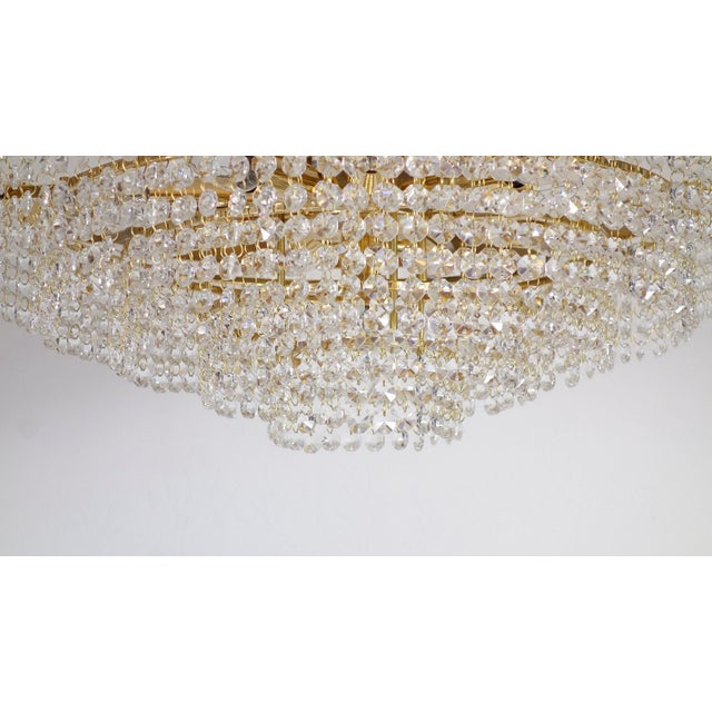 Brass and Lead Crystal Ten-Light Chandelier, 1970s For Sale - Image 4 of 8