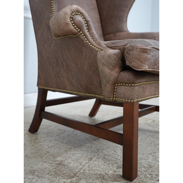 Ralph Lauren Leather Chippendale Wing Chair For Sale - Image 11 of 18