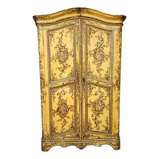 Late 19th Century Curved Armoire with Floral Decoration For Sale