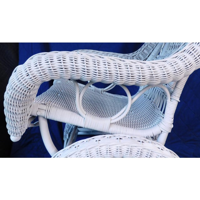 Antique Heywood Wakefield Attributed White Ornate Wicker Platform Rocker / Rocking Chair ~Circa: 1890 - 1915~ For Sale - Image 14 of 18