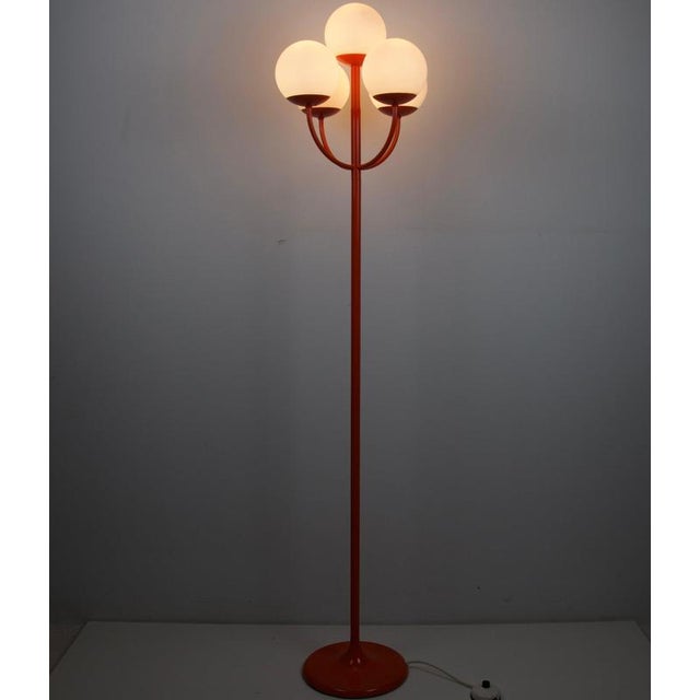 1960s Mid-Century Red and Opaline Glass Floor Lamp by Kaiser, Germany, 1960s For Sale - Image 5 of 13