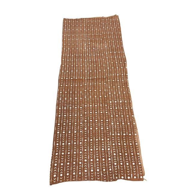 African Lg Vintage Malian Brown & White Mud Cloth Textile 86" For Sale - Image 3 of 7