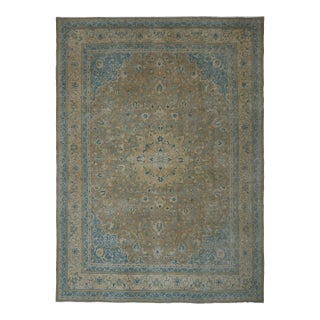 1970s Vintage Persian Handmade Wool Cotton Brown Area Rug For Sale