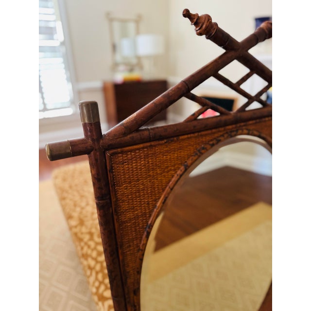 Vintage Large Bamboo and Grasscloth Mirror - British Colonial Style For Sale - Image 9 of 11