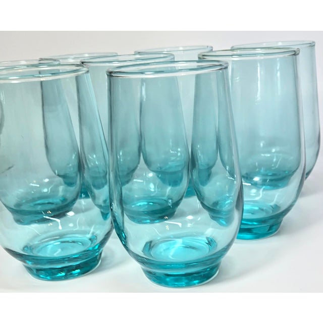 Stemless Aquamarine Goblets- Set of Eight For Sale - Image 4 of 8
