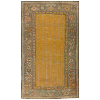 Yellow Antique Turkish Ghiordes Carpet - 12'6" x 21'2" For Sale