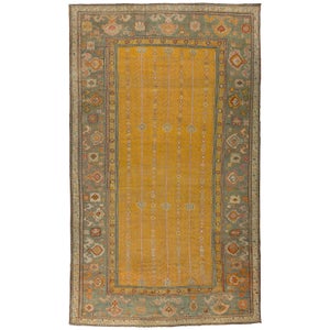 Yellow Antique Turkish Ghiordes Carpet