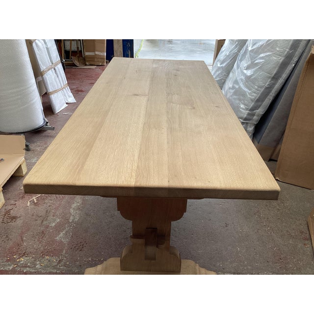 Almond French Weathered Solid Plank Oak Monastery Table For Sale - Image 8 of 13