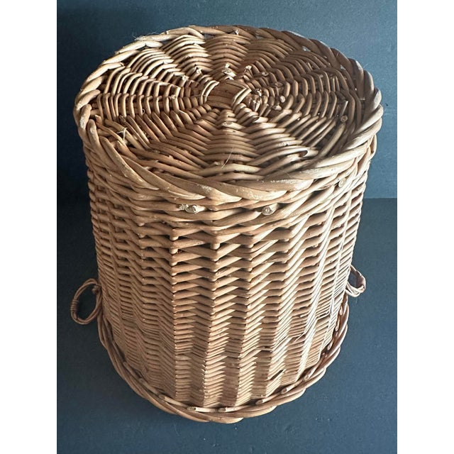 Vintage Mid-Late 20th Century Wicker Wastebasket For Sale - Image 9 of 12