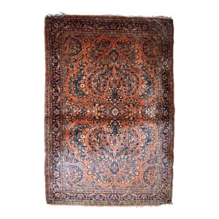 1920s, Handmade Antique Persian Sarouk Rug 3.2' X 5.3' For Sale
