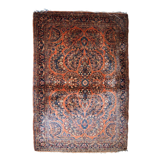 1920s, Handmade Antique Persian Sarouk Rug 3.2' X 5.3' For Sale